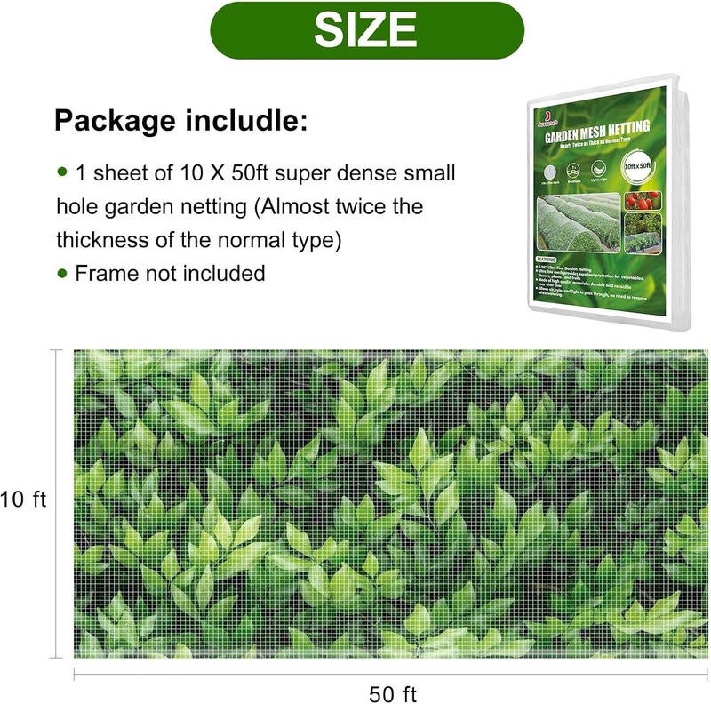 Jevrench Garden Netting, Durable Ultra Fine Garden Netting, Garden Plant Cover Row Cover Makes Plants, Vegetables, Fruits, and Flowers Grow Better (10ft x 50ft) - Image 2